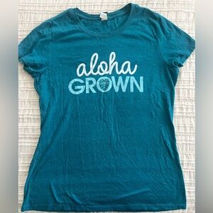 Women's Teal 'aloha GROWN' Graphic Tee